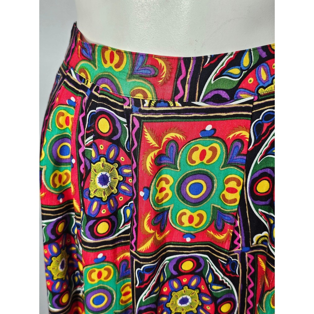Vintage 1990s Patchwork Skirt, Ports International, Ethnic Print, Rayon